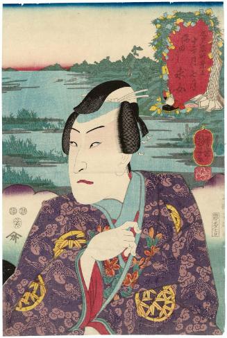 The Seventh Month (Shichigatsu): (Actor Bandô Takesaburô I as) Motome at the Sumida River (Sumidagawa), from the series Selections for Famous Places in Edo in the Twelve Months (Edo meishô mitate jûni kagetsu no uchi)