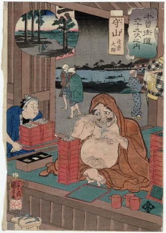 Moriyama: Daruma Daishi, from the series Sixty-nine Stations of the Kisokaidô Road (Kisokaidô rokujûkyû tsugi no uchi)