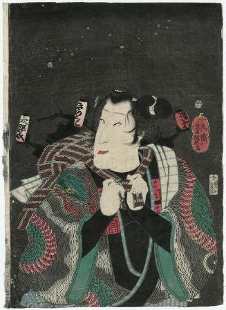 Actor Sawamura Tanosuke III as a Firefighter, from the series Flowers of Edo, Excitement at Night (Edo no hana yoru no nigiwai)