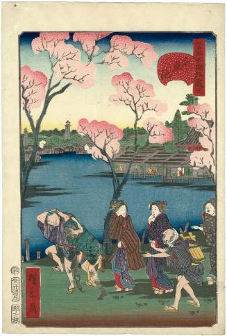 No. 6, Shinobazu Pond (Shinobazu ike), from the series Comical Views of Famous Places in Edo (Edo meisho dôke zukushi)