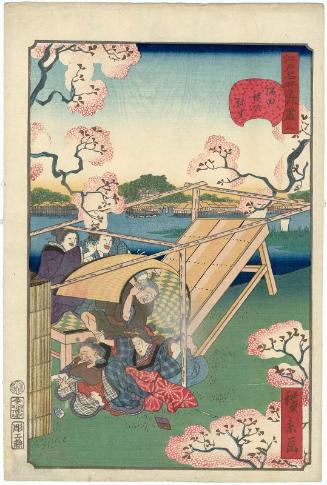No. 8, Spring on the Sumida River Embankment (Sumida-zutsumi no yayoi), from the series Comical Views of Famous Places in Edo (Edo meisho dôke zukushi)