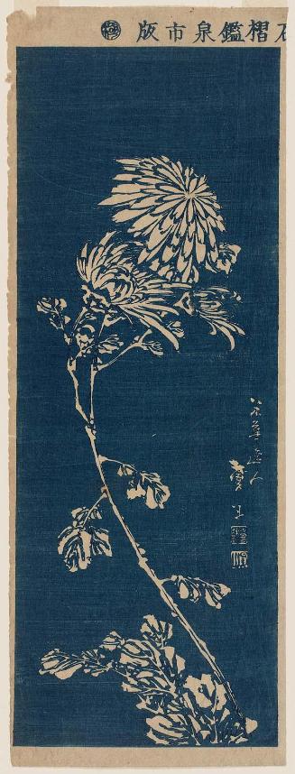 Chrysanthemum, cut from one sheet of a series (?) Mirror of Stone Rubbings (Ishizuri kagami)