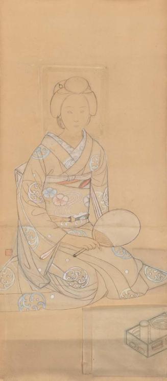 Preparatory drawing for Seated Girl Holding a Fan