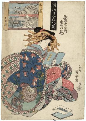 Eight Views of Japan, Akashi Bay (Yamato hakkei, Akashi no ura): Takanoo of the Sugata-Ebiya, from the series Courtesans Compared to Eight Views (Keisei mitate hakkei)