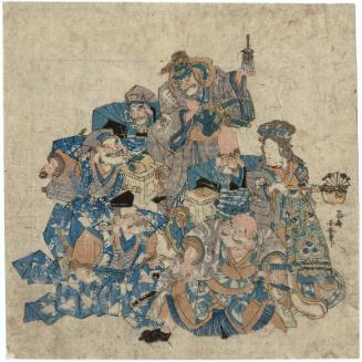 The Seven Gods of Good Fortune in Costume for a Soga Brothers Play