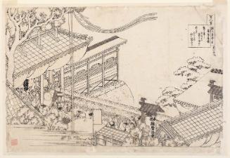 Drawing for: Poem by Fujiwara no Mototoshi, from the series One Hundred Poems Explained by the Nurse (Hyakunin isshu uba ga etoki)