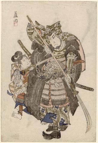 Actors Arashi Kichisaburô II as Kumasaka Chôhan and Ichikawa Shiikô I as Ushiwakamaru
