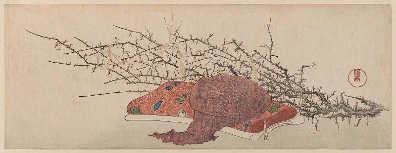 Flowering Plum Branch and Fabrics