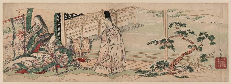 Nobleman and Two Ladies with Snow-covered Pine Tree