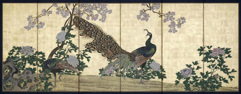 Peafowl and Peonies (obverse); The Three Friends of Winter (reverse)