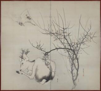 Plum Blossoms,Crane, and Deer