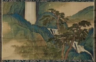 Blue-and-Green Landscape with Waterfall