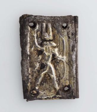 Plaque showing a smiting king
