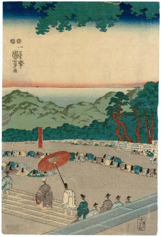 Lord Ashikaga Tadayoshi at the Tsurugaoka Shrine in Act I of The Storehouse of Loyal Retainers, a Primer (Kanadehon Chûshingura daijo)