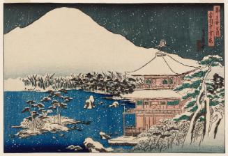 Snow Scene at the Temple of the Golden Pavilion (Kinkaku-ji sekkei), from the series Famous Places in the Capital (Miyako meisho no uchi)
