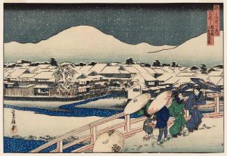 Looking from Shijô Bridge toward Nawate Avenue and Yamato Bridge (Shijô-bashi yori Nawate-dôri, Yamato-bashi o nozomu), from the series Famous Places in the Capital (Miyako meisho no uchi)