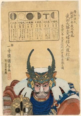Takeda Daizen Daibu Harunobu Nyûdô Shingen, Ready for Battle at Kawanakajima in Shinano Province in the Eleventh Month of 1553 (Tenmon nijûninen jûichigatsu Shinshû Kawanakajima shutsujin no zu)