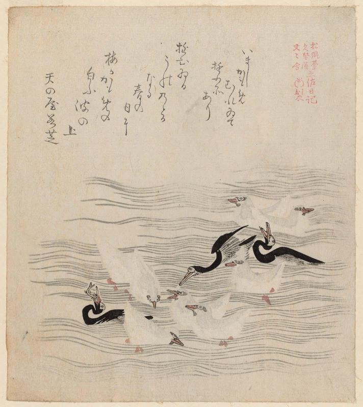 Cormorants and Seagulls, from the series The Tosa Diary for Shôfûdai, Hisakataya and Bunbunsha (Shôfûdai Hisakataya Bunbunsha Tosa nikki)