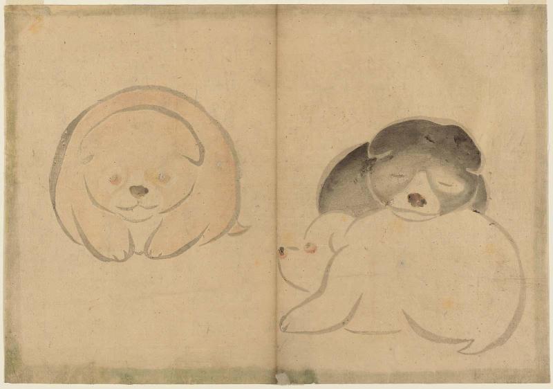 Puppies, from the album Kôrin gafu (An Album of Pictures by Kôrin)