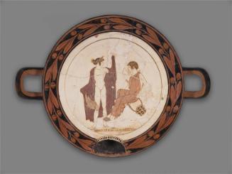Covered drinking cup (kylix) with Apollo and a Muse