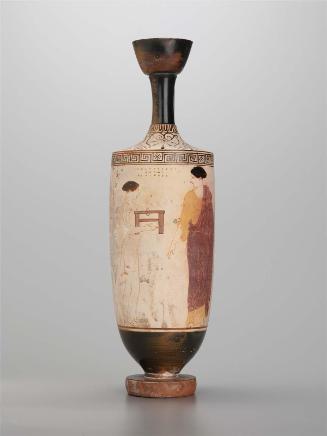 Oil flask (lekythos) with woman and servant girl