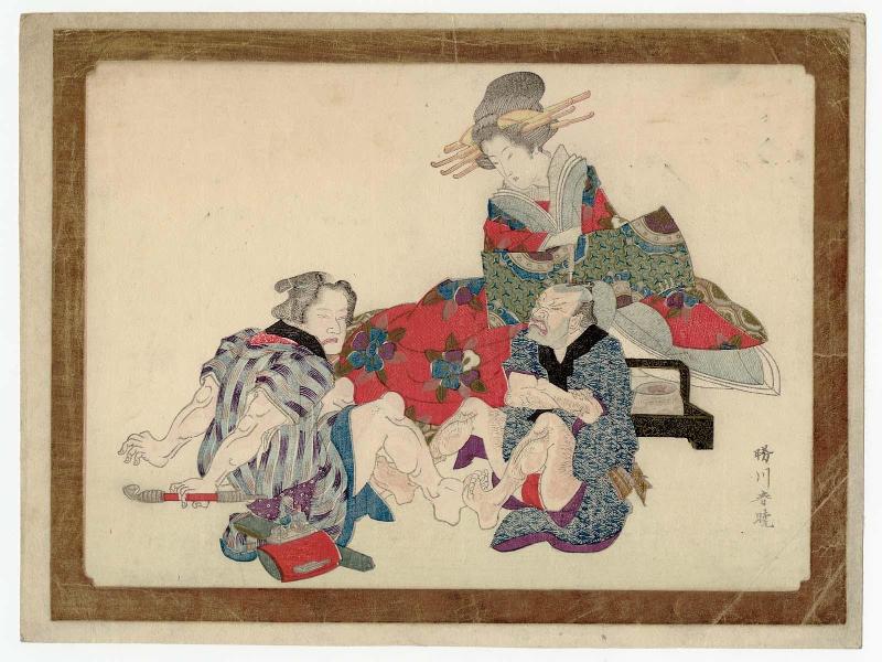 Courtesan Watching Clients Foot-wrestling