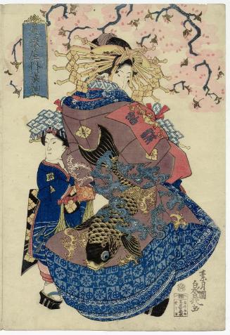 Mitsusode of the Owariya, from an untitled series of courtesans under cherry blossoms
