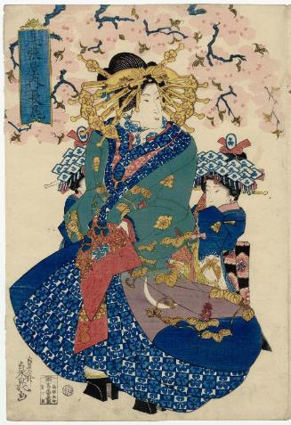 Nagao of the Owariya, from an untitled series of courtesans under cherry blossoms