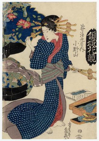 Onoyama of the Sugata-Ebiya, from the series Comparisons of Courtesans and Flowers (Keisei hana kurabe)