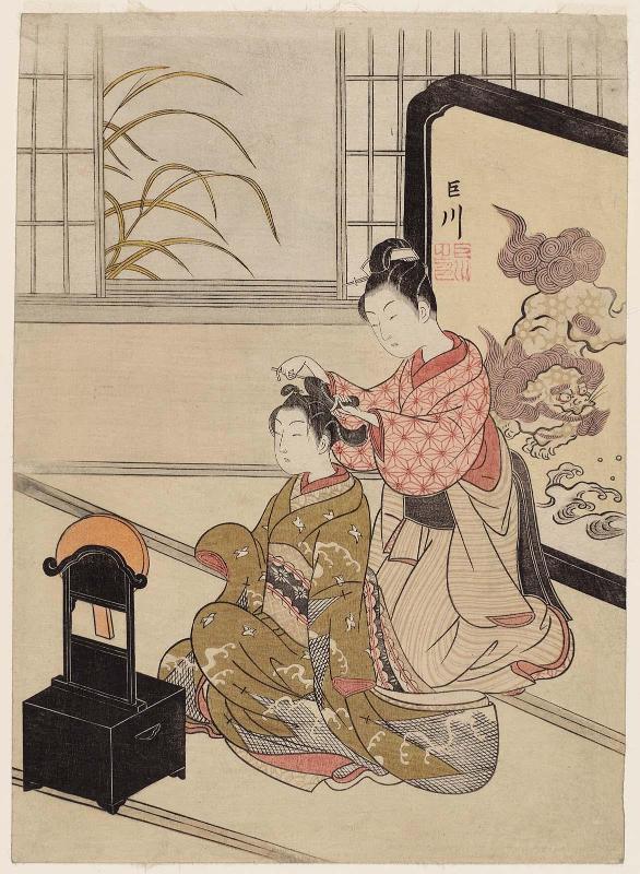 Autumn Moon of the Mirror Stand, from the series Eight Views of the Parlor (Zashiki hakkei)