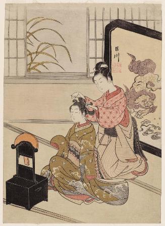 Autumn Moon of the Mirror Stand, from the series Eight Views of the Parlor (Zashiki hakkei)