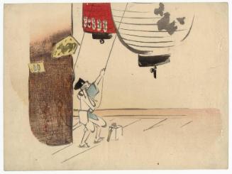 Hanging a Large Lantern at a Shrine