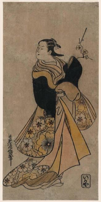 Actor Nakamura Takesaburô I as a Woman Holding a Branch of Plum Blossoms