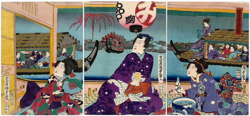 Portrait of Genji Enjoying the Evening Cool (Genji sugata suzumi no zu)