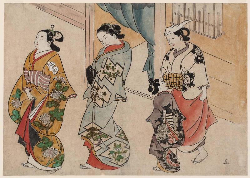 Courtesans Walking Down the Street, No. 5 from an untitled series of Yoshiwara scenes