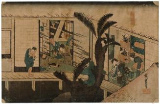 Akasaka: Inn with Serving Maids (Akasaka, ryosha shôfu no zu), from the series Fifty-three Stations of the Tôkaidô (Tôkaidô gojûsan tsugi no uchi), also known as the First Tôkaidô or Great Tôkaidô