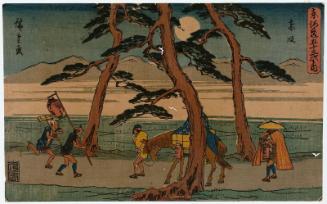 Akasaka, from the series The Fifty-three Stations of the Tôkaidô Road (Tôkaidô gojûsan tsugi no uchi), also known as the Gyôsho Tôkaidô