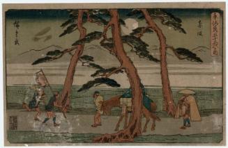 Akasaka, from the series The Fifty-three Stations of the Tôkaidô Road (Tôkaidô gojûsan tsugi no uchi), also known as the Gyôsho Tôkaidô