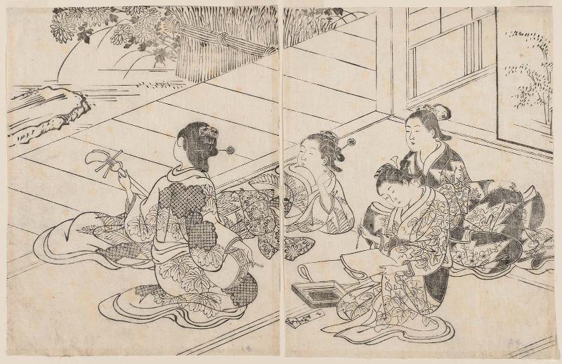 Courtesans at Leisure, from the book Ehon tokiwagusa (The Evergreens: A Picture Book), vol. III