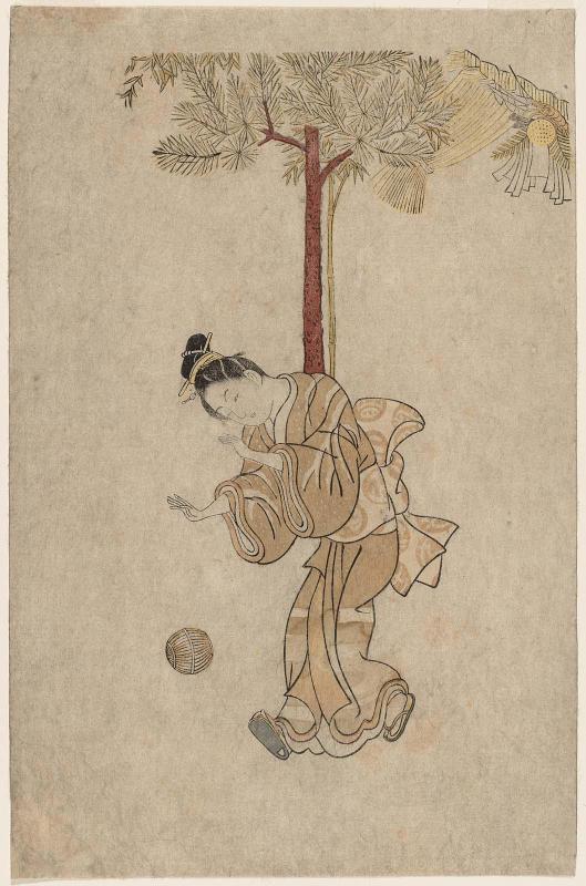 Girl Bouncing a Ball on New Years Day