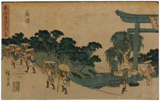 Fujisawa, from the series The Fifty-three Stations of the Tôkaidô Road (Tôkaidô gojûsan tsugi no uchi), also known as the Gyôsho Tôkaidô