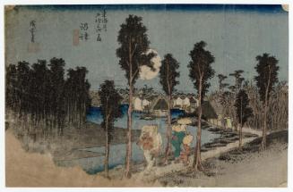 Numazu: Twilight (Numazu, tasogare zu), from the series Fifty-three Stations of the Tôkaidô Road (Tôkaidô gojûsan tsugi no uchi), also known as the First Tôkaidô or Great Tôkaidô