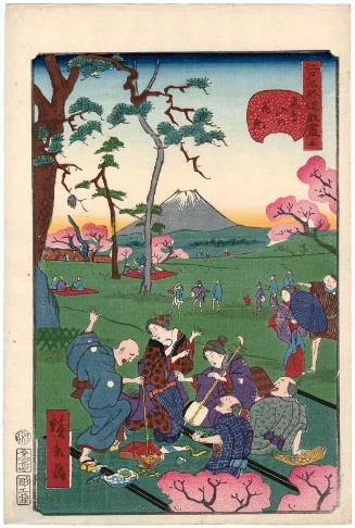 No. 5, Cherry-blossom Viewing at Asuka Hill (Asuka-yama no hanami), from the series Comical Views of Famous Places in Edo (Edo meisho dôke zukushi)