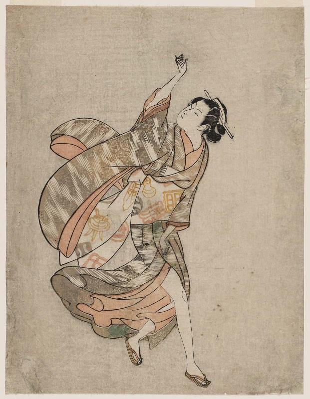 Young Woman with Her Clothing Blown by the Wind