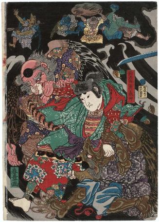 Minamoto Yoshinaka and His Four Retainers Defeat the Tengu in the Deep Mountains of Kiso (Minamoto Yoshinaka Shitennô to tomo ni Kiso no okuyama ni tengu o taiji su)