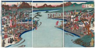 The Armies of Kai and Echigo Provinces Confront Each Other at Kawanakajima (Kawanakajima Kôetsu taijin no zu)