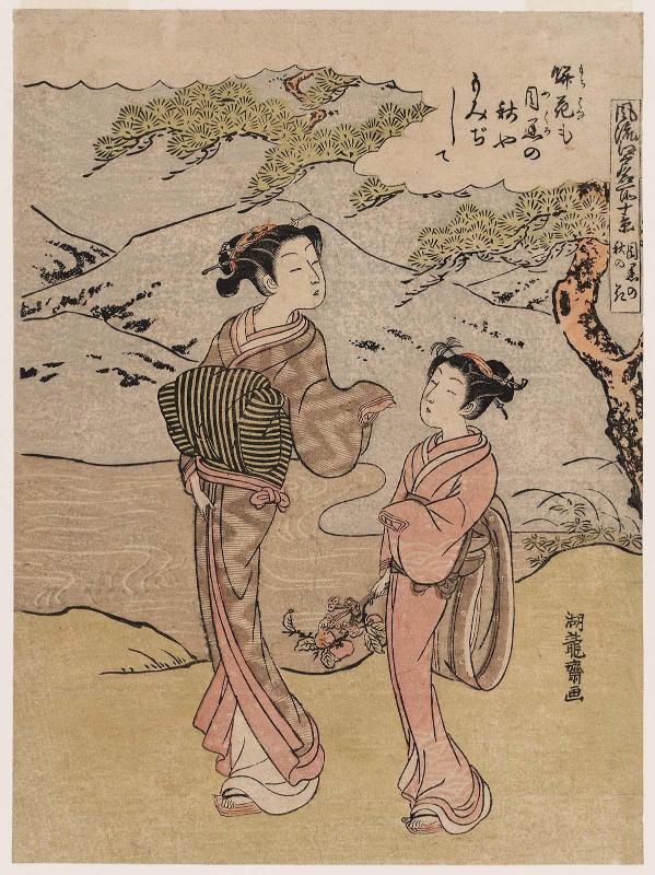 Autumn Flowers in Meguro (Meguro no aki no hana), from the series Ten Fashionable Views of Famous Places in Edo (Fûryû Edo meisho jikkei)