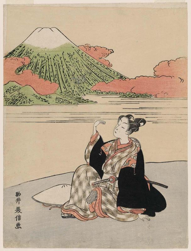Young Man Viewing Mt. Fuji (Parody of Saigyô Hôshi?)