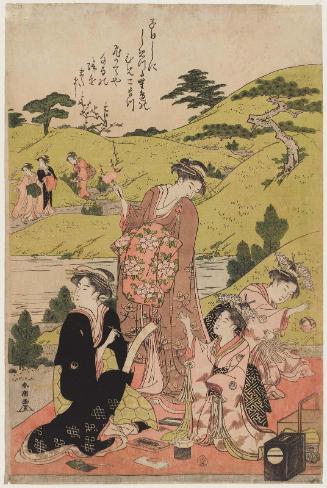 Courtesans and Kamuro Viewing Plum Blossoms