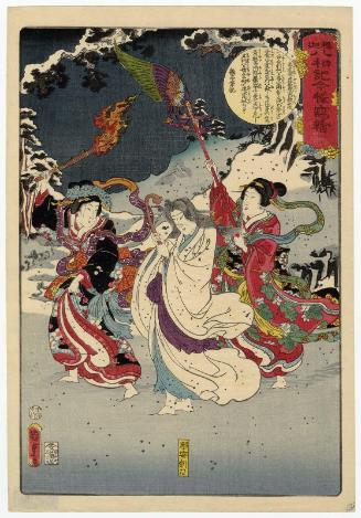 No. 16 from the series The Life of the Buddha in Up-to-date Magic Lantern Slides (Shaka hassô ki imayô utsushi-e)